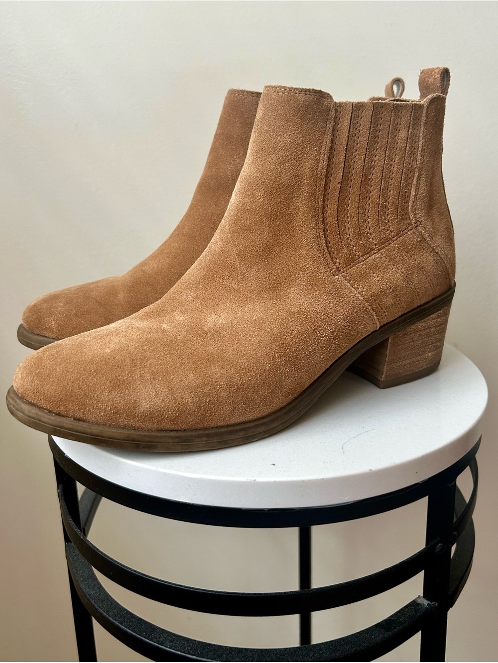 Franco Fortini Camel Suede Chelsea Booties